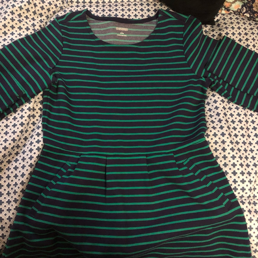 NWOT Gymboree navy & green long sleeve dress 10/12